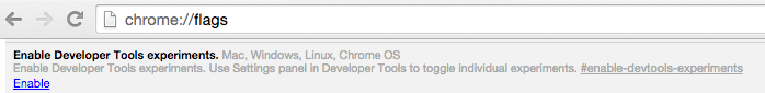Chrome Flag for DevTools Experiments