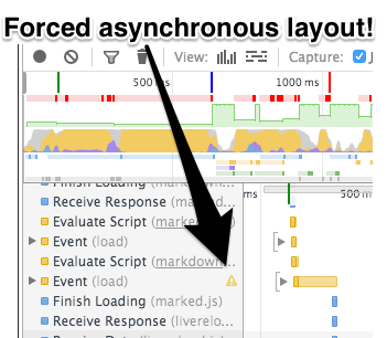 DevTools forced asynchronous frame screenshot